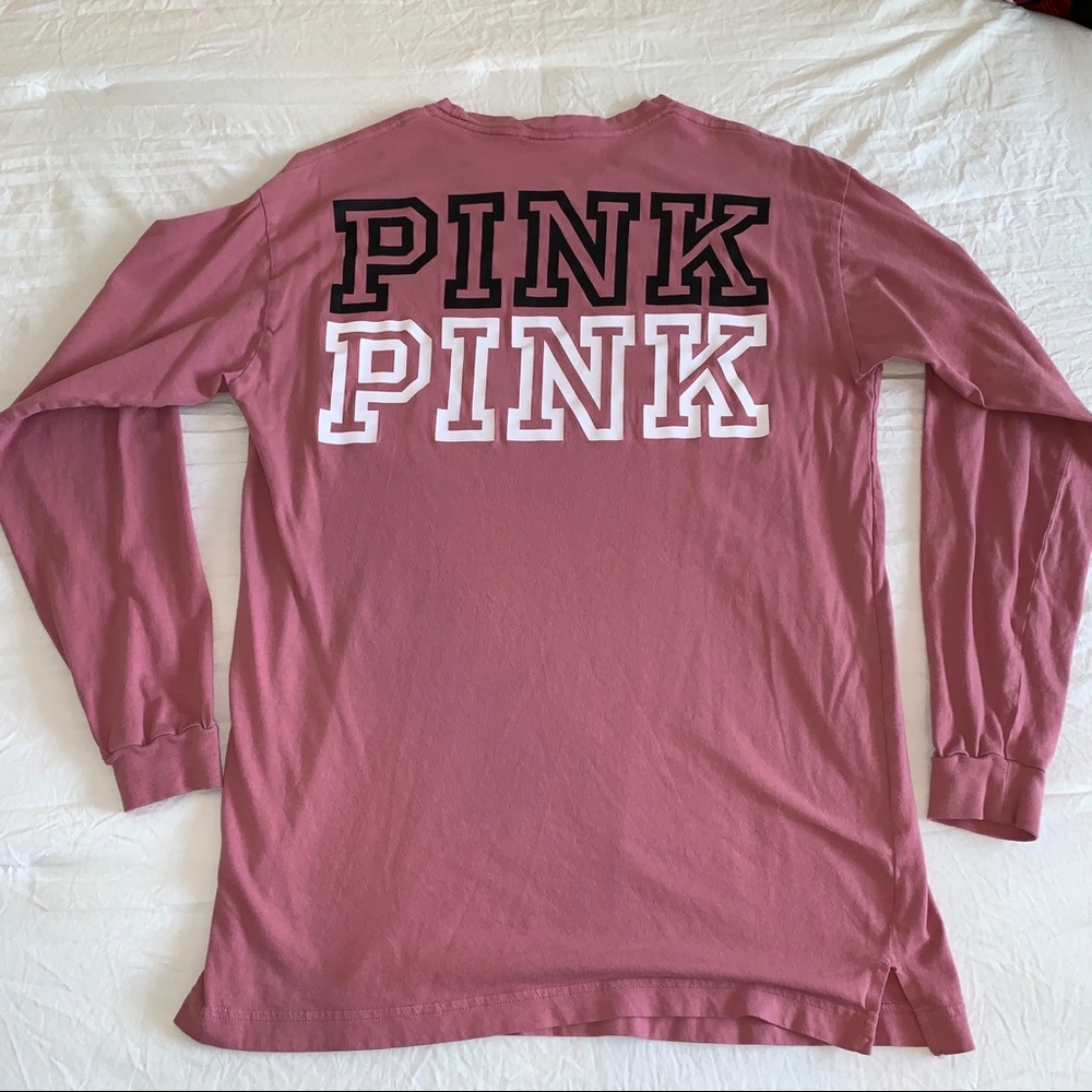 4/$25♦️PINK Victoria secret Longsleeve Logo tee